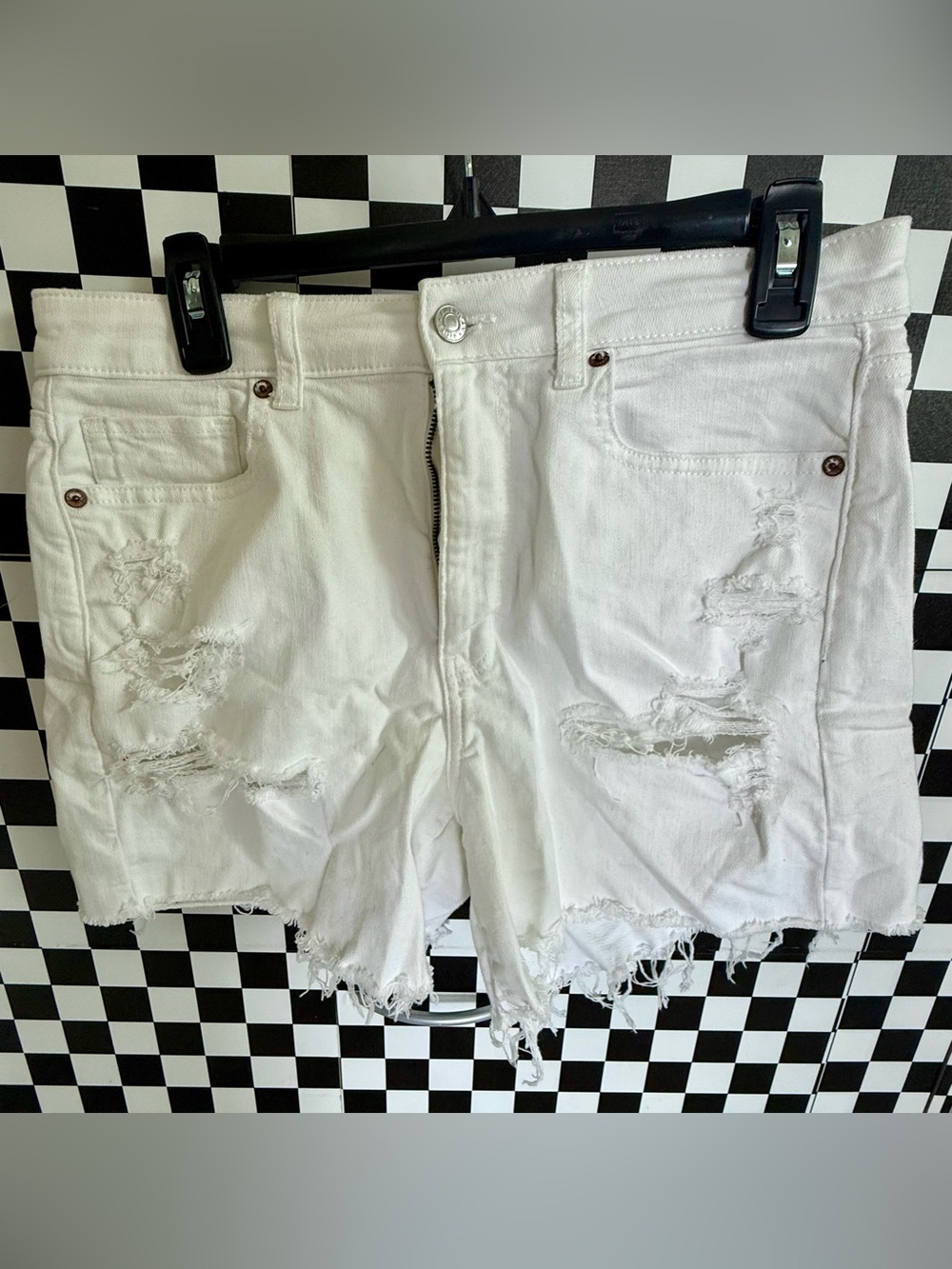 American Eagle Outfitters Mom Short White Distressed Denim Shorts